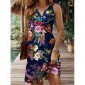 Per donna Mini Abito Vestito Estivo Abito a Tubino Abito a spalle scoperte Vacanza Casual Uscire Vestibilità regolare Floreale Grafico Animale Senza Maniche Scollo a V Rosso Blu Viola Marrone Estate