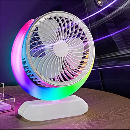 Ventilatore da tavolo con luce notturna a 3 velocità, ventilatore da tavolo portatile, ventilatore ricaricabile tramite USB, mini ventilatore personale, ventilatore silenzioso per camera da letto,