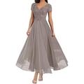 Elegantes A-Linien-V-Ausschnitt Bodenlanges Brautmutterkleid 2025