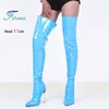 Oberschenkel Hohe Stiefel Frau 11CM Metall Stiletto High Heels Spitz Über Das Knie Stiefel Zurück Zip Patent Leder Große größe Frauen Schuhe