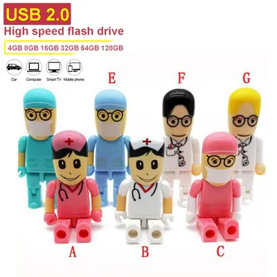 USB-Flash-Laufwerk mit Cartoon-Ärzten, 64 GB, hübscher Krankenschwester-Speicherstick, 32 GB, Image