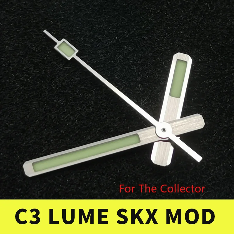 Set MOD SKX Fit für 4R35 4R36 7S26 NH35 NH36 Uhrwerk Vintage Silber C3 Lume 62MAS Stil Uhrzeiger Super grün leuchtend