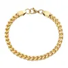 Punk 5mm Cuban Link Armband 18 cm/21 cm Gold Silber Farbe Edelstahl Kette Armband für Frauen Männer