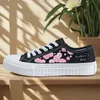 Damen-Sportschuhe für Studenten, Sportbegeisterte, Muttertag, Frühling und Sommer, Damen-Leinenschuhe, rosa Blume, runde Zehen, hohe runde Zehen, flache Unterseite, atmungsaktive vulkanisierte Schuhe,