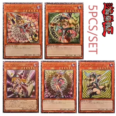 Yu-Gi-Oh DIY 5 TEILE/SATZ Black Magician Girl Raw Glitzer Sammelkarte matte Textur Jungen sammeln Image