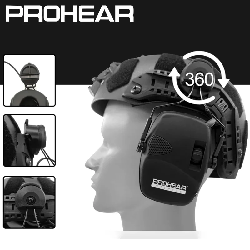 PROHEAR ARC Helmschienenadapter Elektronischer Schieß-Ohrenschützer NRR 23 dB Rauschunterdrückung Gehörschutz für die taktische Jagd Image