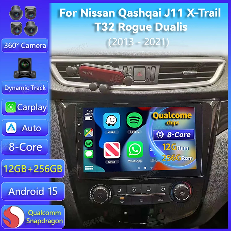 Android 15 Carplay Auto Radio Für Nissan Qashqai J11 X-Trail Xtrail T32 Rogue Dualis 2013 - 2021 Navigation spieler Auto Stereo BT Image