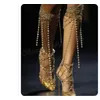 Gold Kristall Kette Dekor Stiefel Stilettos Sexy Schuhe Stilettos Ferse High Heel Schuhe für Frauen