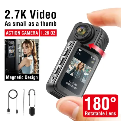4K HD WIFI Action Camera Portable Digital Video Recorder 180° Rotate Police BodyCam Mini Night