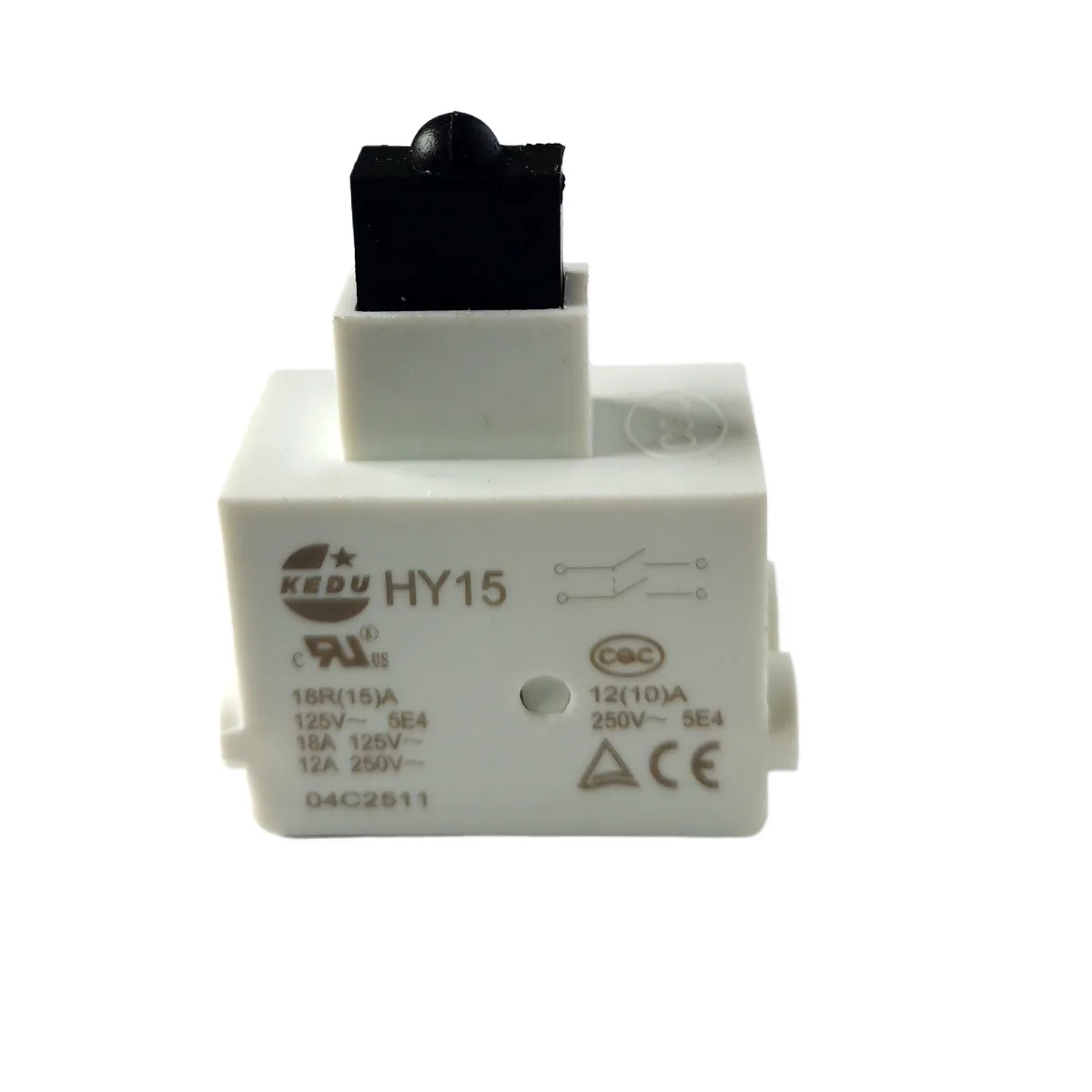 Interrupteur à bouton-poussoir KEDU HY15 18R 15A 125V 12A 250V 5E4 pour outils électriques portatifs, tondeuses, outils de jardinage