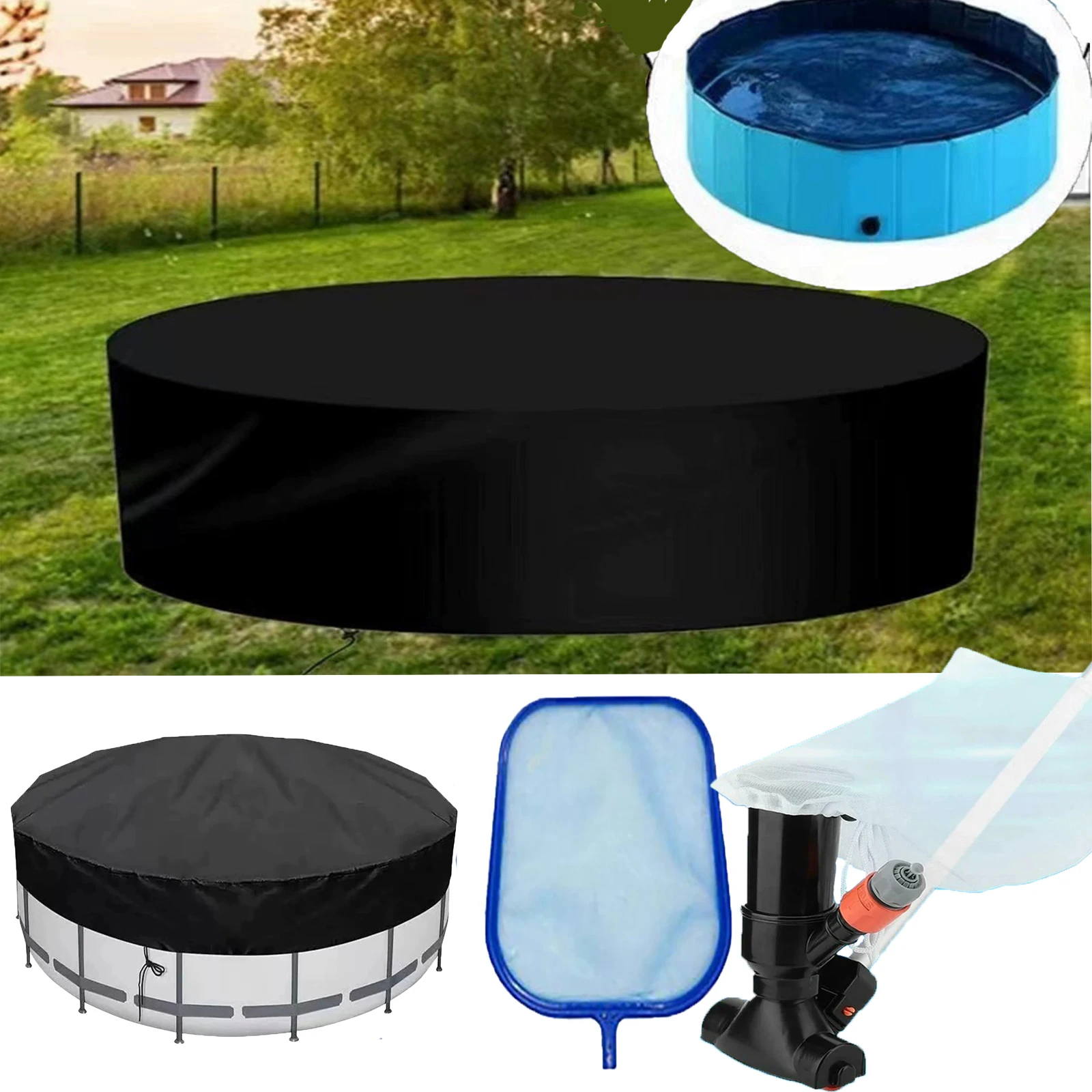 Couverture de piscine ronde de 6 pieds, Style cordon d'extérieur, filet de pêche propre pour aspirateur de piscine, accessoire de piscine