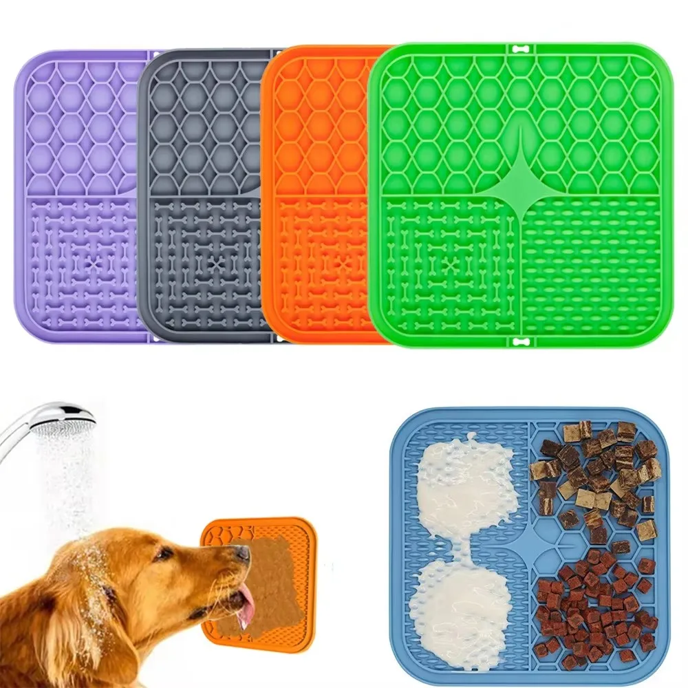 Assiette à lécher pour animaux de compagnie, assiette à nourriture lente, tampon à lécher, bol de vaisselle en silicone pour aliments lente pour animaux de compagnie, ventouse, coussin à lécher pour
