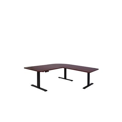 Mendler Eck-Schreibtisch HWC-D40, Computertisch, elektrisch höhenverstellbar 178x178cm 84kg ~ Kirsch-Dekor, schwarz Image