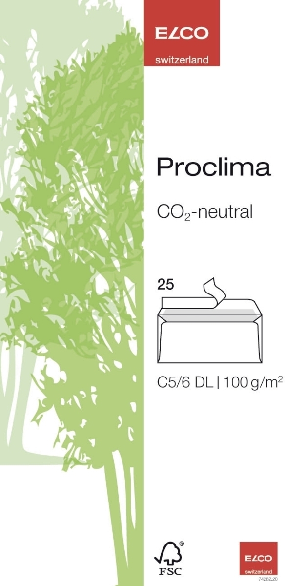 ELCO Briefumschläge Proclima Box C5/6 weiß Recycling Haftklebung Papier 100 g/qm VE=10x25 Stück Image