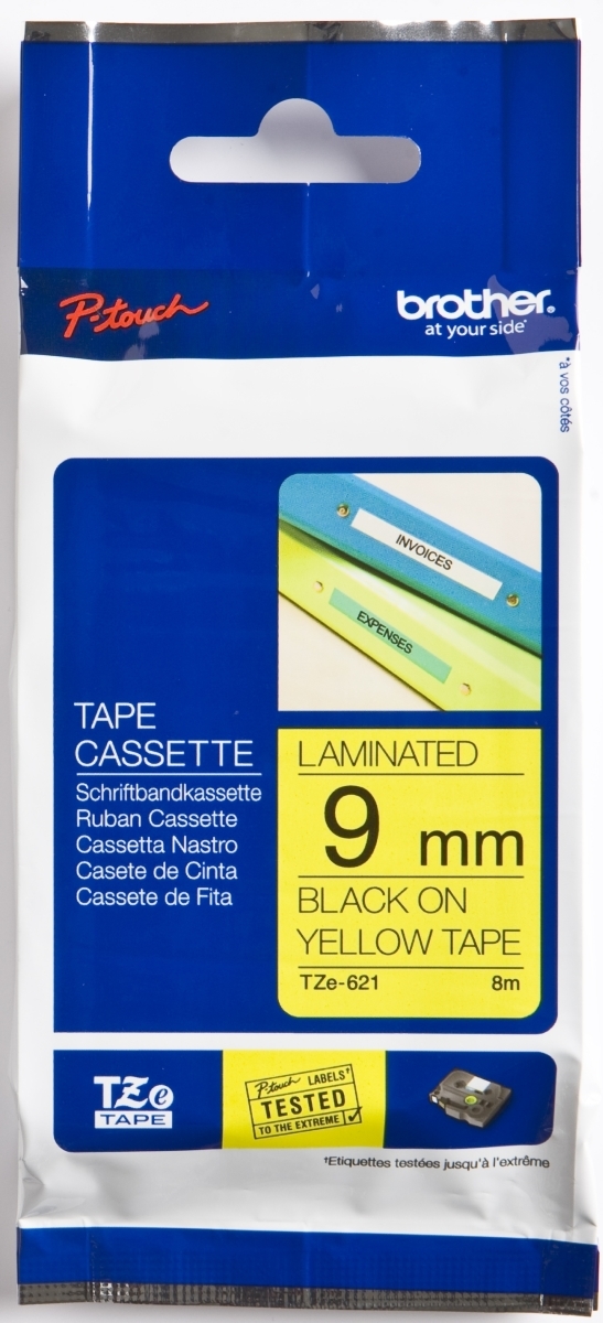 Brother Schriftband TZE621 9mm gelb/schwarz Packung mit 25 Stück Image
