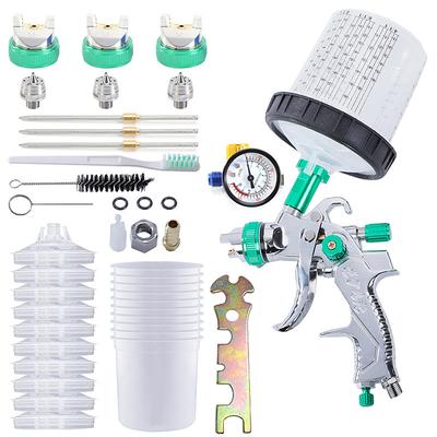 Pneumatic Spray Gun Automotive High Atomization Spray Gun 10 Leave-in Pots Pressure Regulator Paint Spraying Tool 1.4/1 7/2.0mm