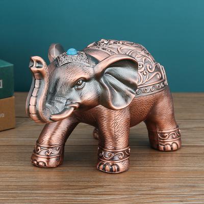 Vintage Ashtray with Lid, Elephant Windproof Covered Ashtray for Home Office, European Retro Decorative Anti-Fly Ashtray Ornament