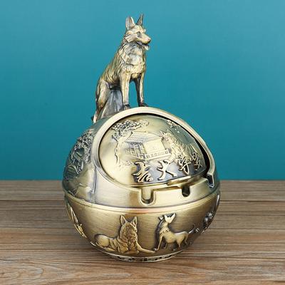 Vintage Ashtray with Lid, Chinese Zodiac 12 Animal Signs Decorative Covered Ashtray, Windproof Desktop Ornament for Home Office Living Room