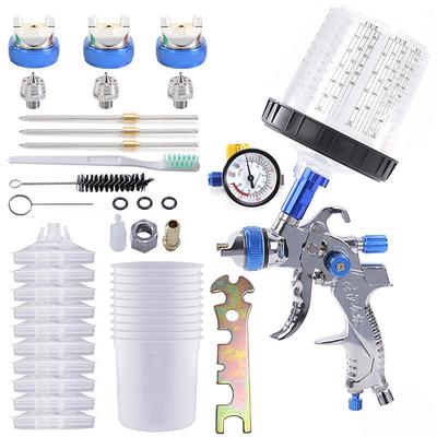 Pneumatic Spray Gun Automotive High Atomization Spray Gun 10 Leave-in Pots Pressure Regulator Paint Spraying Tool 1.4/1 7/2.0mm