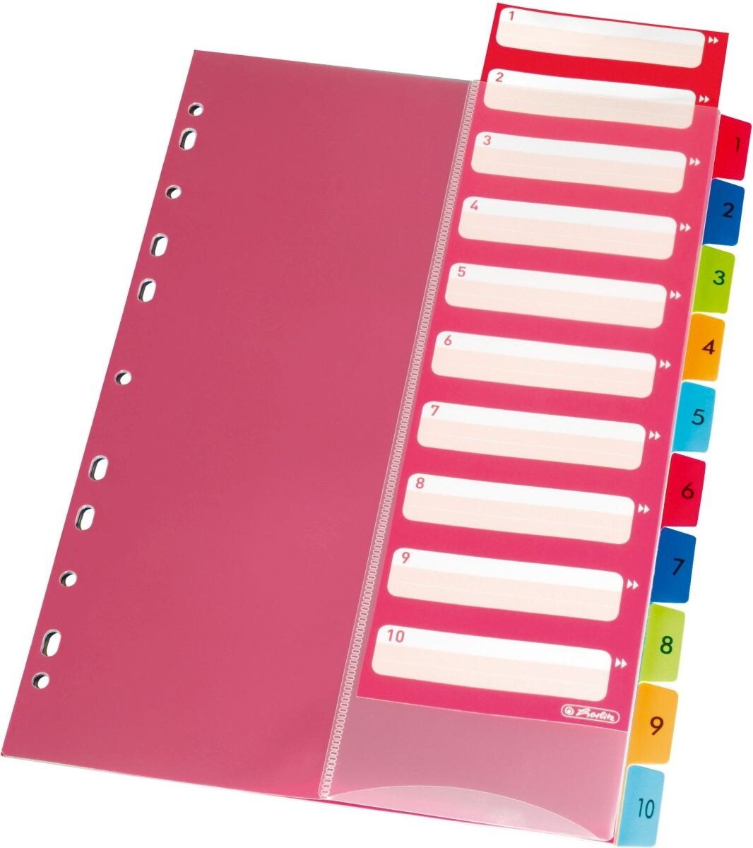 herlitz Register A4 1-10 Kunststoff PP mehrfarbig mit Indextasche Packung mit 25 Stück Image