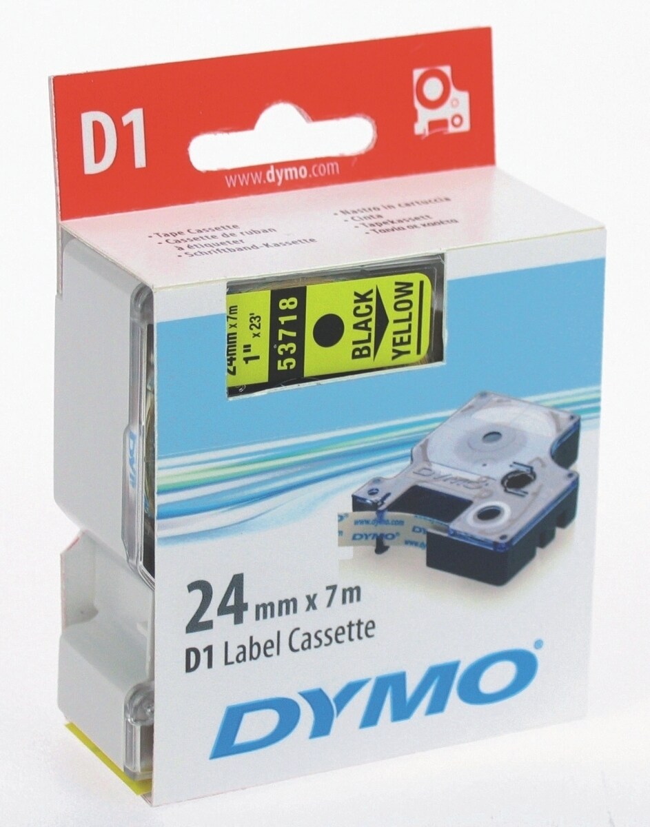 DYMO Beschriftungsband D1 24mm schwarz auf gelb Packung mit 5 Stück Image