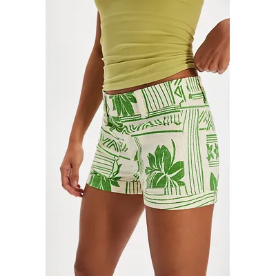 Retro Printed Mini Short at Free People in Green Combo, Size: Small