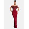 Jerseykleid MODA MINX "Juliana Off Shoulder Dress", Damen, Gr. M, EURO-Größen, rot, 100% Polyester, elegant, lang, Carmenausschnitt, ohne Ärmel, Kleider, im schulterfreien Design