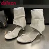 Mode Offene spitze Schuhe Damen Stiefeletten Weibliche Niedrigen Ferse Schuhe Runde Kappe Frauen Sandalen Booties Schuhe Mit Reißverschlüsse Pumpen