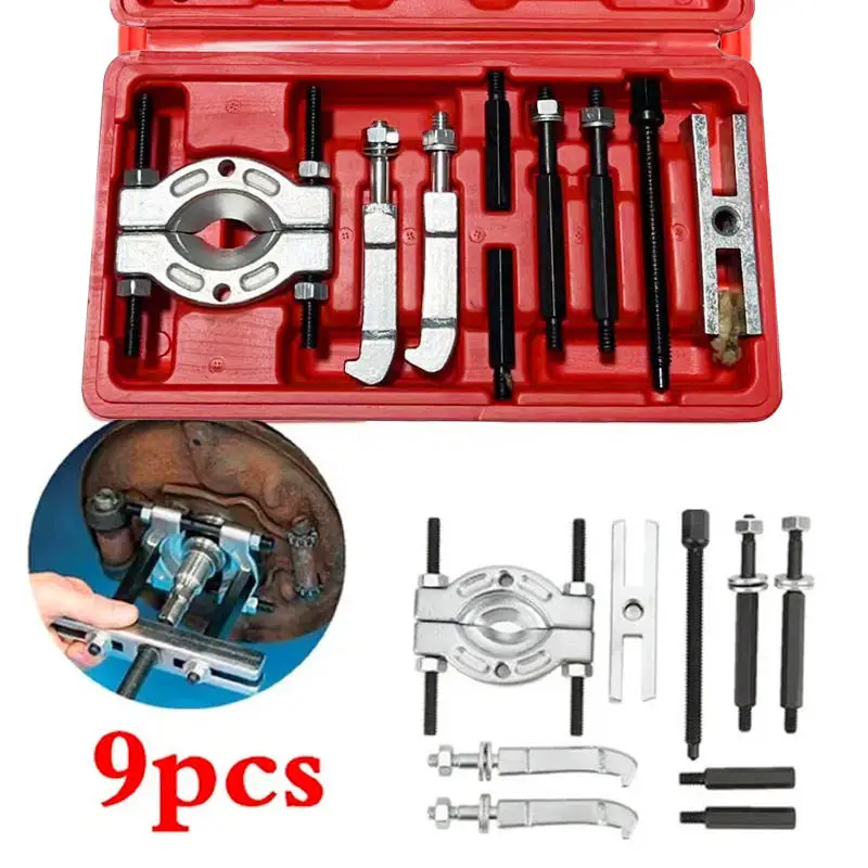9 teile/satz Auto Reparatur Werkzeug Tragbare Lager Splitter Separator Puller Kit Hohe Festigkeit Metall Lager Removal Tool Set Mit Boxen Image