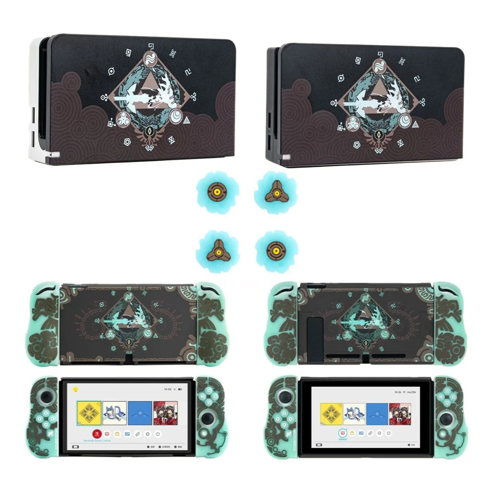 Hardcase TV Dock Ladegerät Kristall Shell Protector für Nintendo Switch ns oled Joy-Con TPU Soft Handgriff Daumen Stick Cap Cover Image