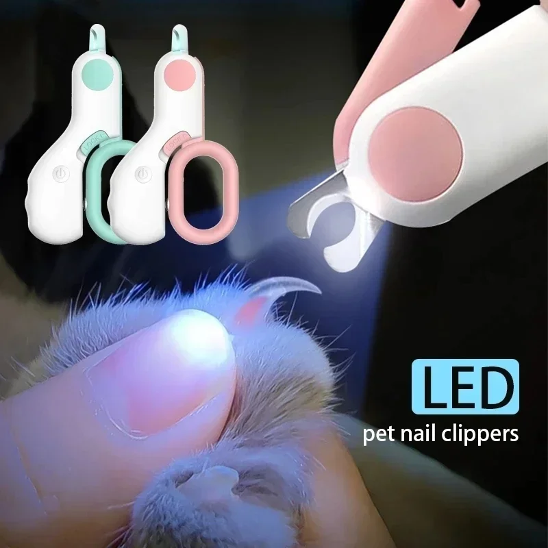 LED-Licht-Nagelknipser für Katzen und Hunde, professioneller Haustier-Klauen-Trimmer mit Sicherheitsschloss, für Welpen, Kätzchen, Tiere, Pflege, Werkzeug-Set Image