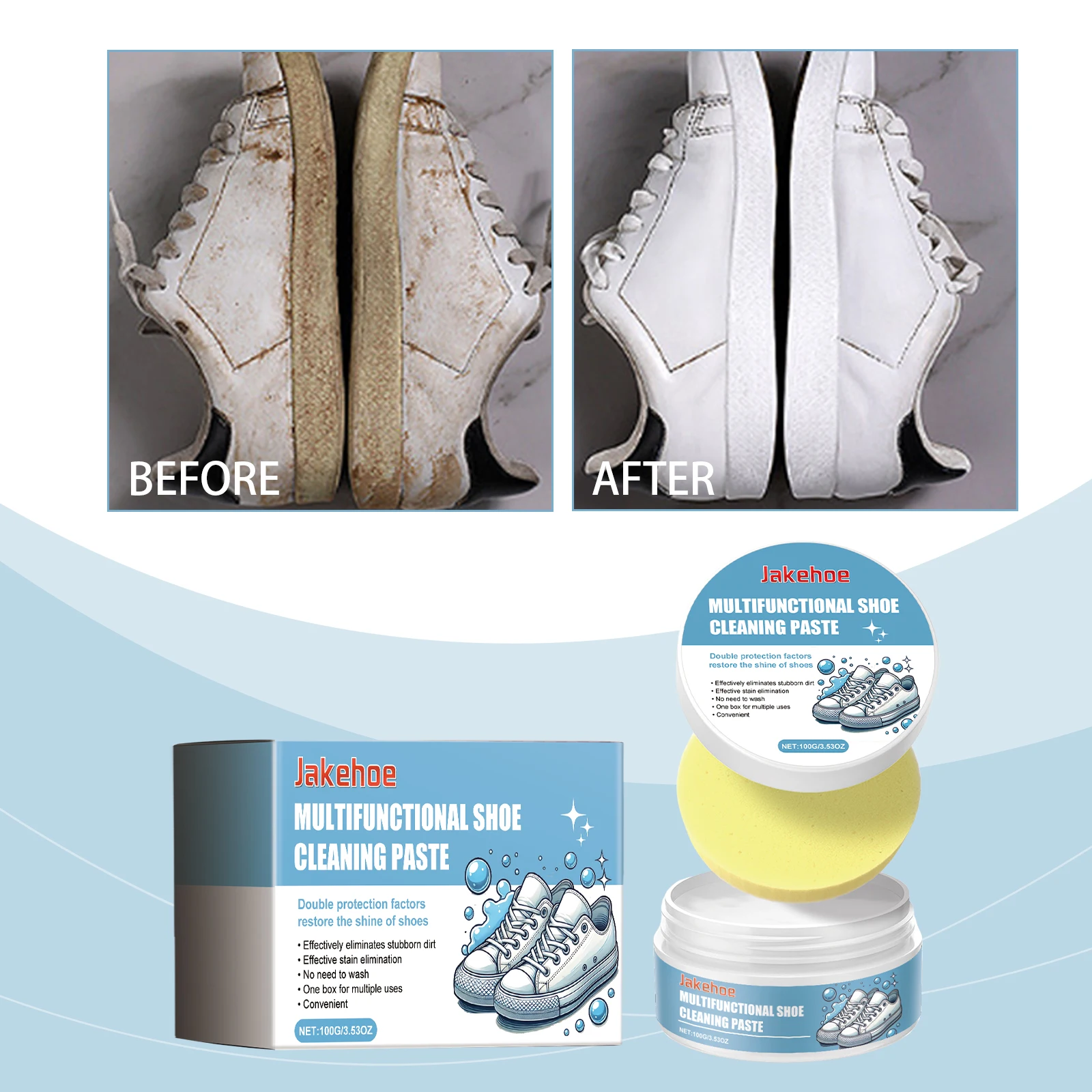 Schuhe multifunktionale Reinigungscreme kleine weiße Schuhe Sportschuhe hinterlassen das Obermaterial, um Flecken zu entfernen gelbe Kantenreinigungscreme