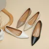 Neue Spitz Flach Mund Platz Ferse Kleine Leder Schuhe frauen Elegante Mode High Heels Kleid Schuhe