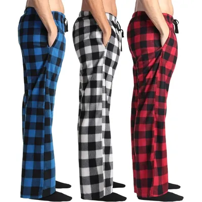 Men's Sleeping Pants Home Plaid Four Season Washed Pants Silky and Cool Loose Casual Pants That Can be Worn Outside- (Pack of 3) Image