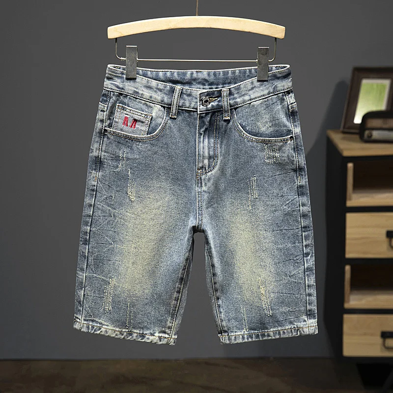 Mode Vintage Sommer Denim Shorts Männer Baumwolle Gewaschen Beiläufige Gerade Dünne Kurze Jeans Streetwear Koreanische Jugend Cowboy Shorts