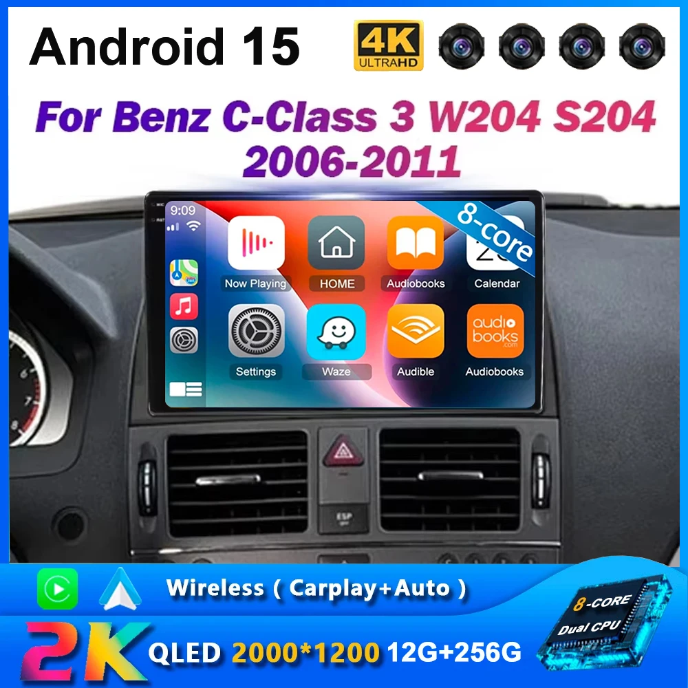 Android 15 Auto-Multimedia-Player für Benz C-Klasse 3 W204 S204 2006–2011 Radio Navigation Stereo Carplay Autoradio GPS 8 + 128G Image