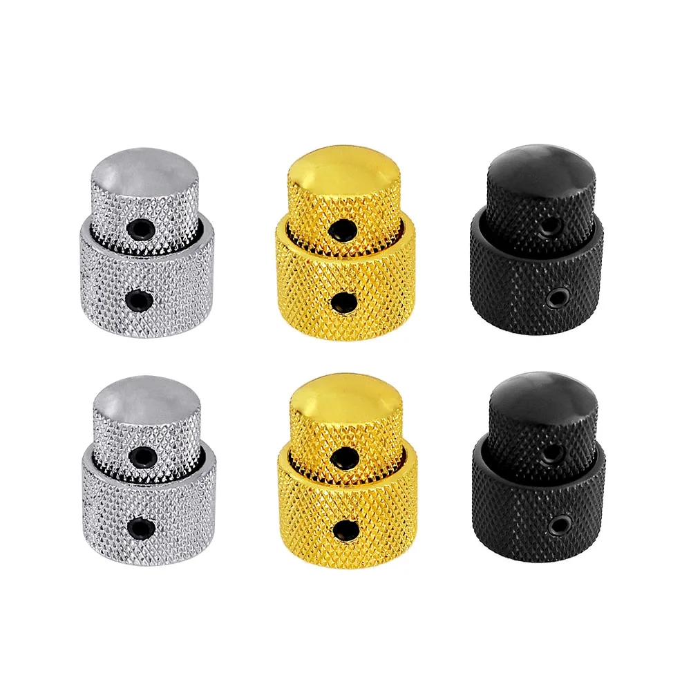 2 Sets Dual Concentric Stacked Control Knobs für E-Bass, Saiten, Gitarrenknopf, Zubehör, Farben Schwarz/Gold/Silber Image