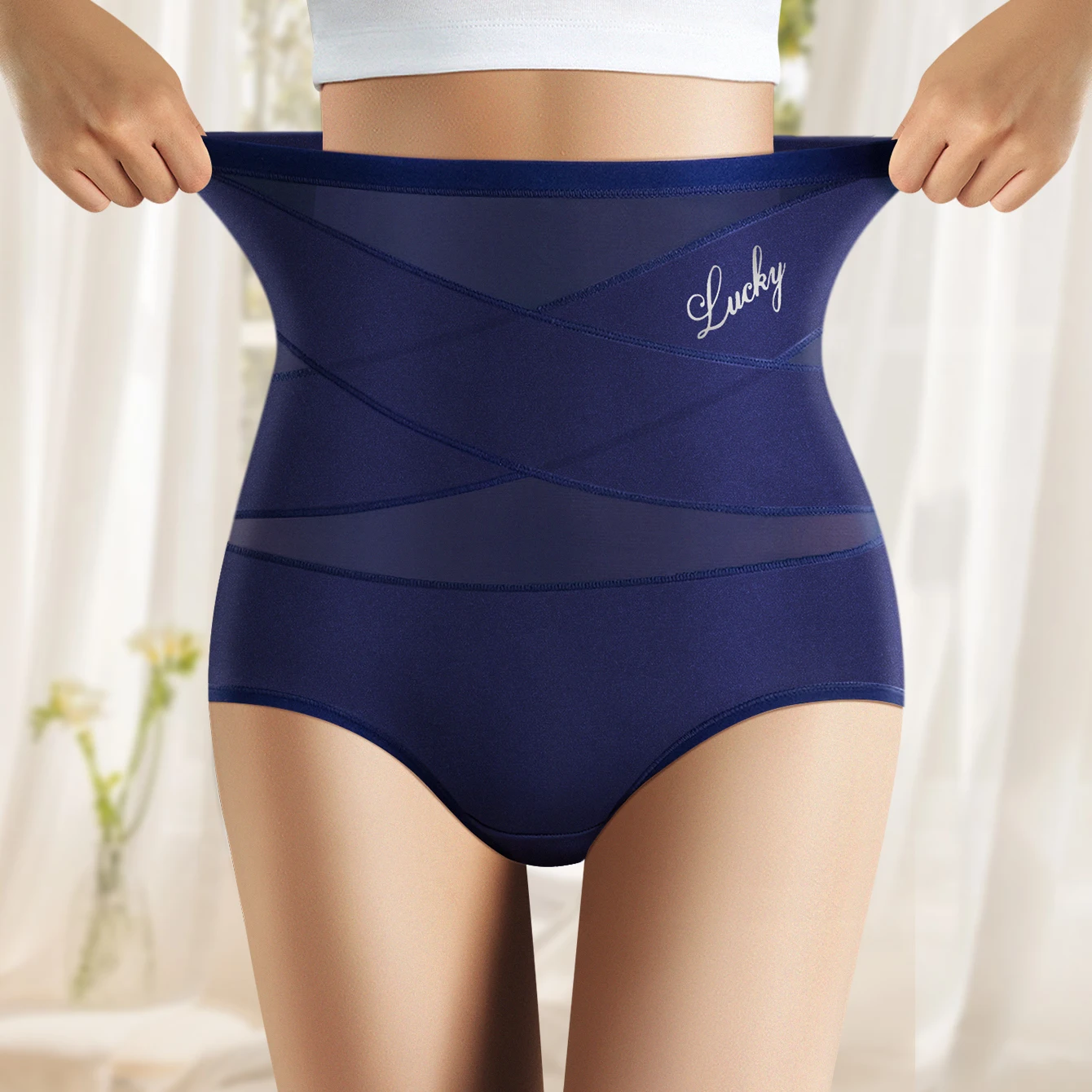 1 stücke Hohe Taille Bauch Tuck Damen Höschen Sexy Mesh Kreuz Bauch Tuck Keine Spur Dreieck Höschen Hüfte Heben Image