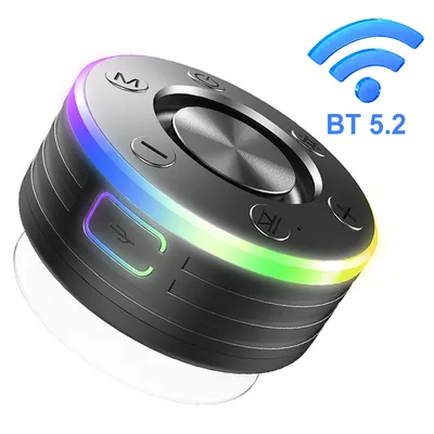 Wasserdichter Duschlautsprecher mit Saugnapf/RGB-Licht, Bluetooth-kompatibel 5.2 Mini-Lautsprecher, Image