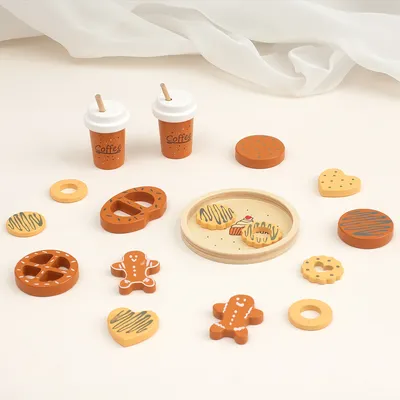 Wooden Cookie Play Food Set for Kids Kitchen Accessories Food Toys Pretend Play Slice and Bake Gift Toddler Learning Toys