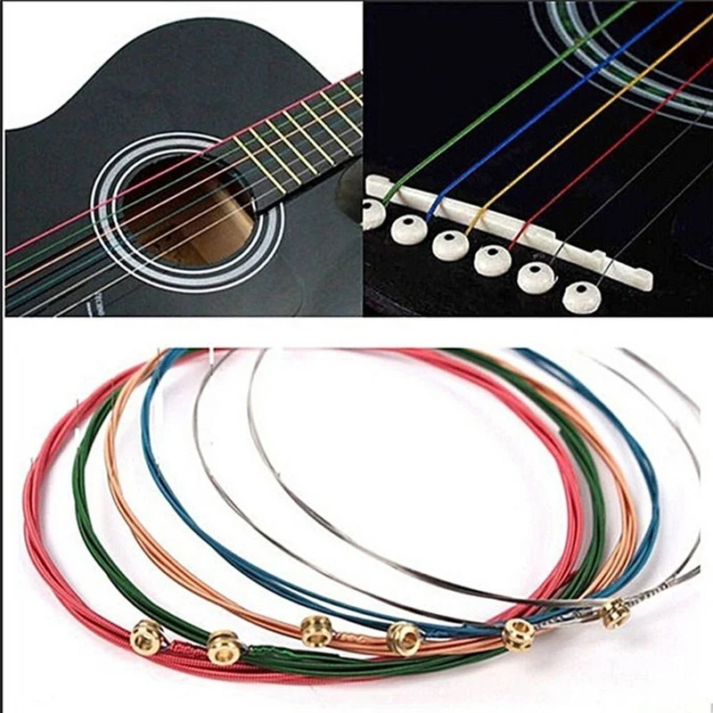 6 teile/satz Regenbogen Bunte Gitarre Saiten Für Akustische Folk Gitarre Klassische Gitarre Multi Farbe Image