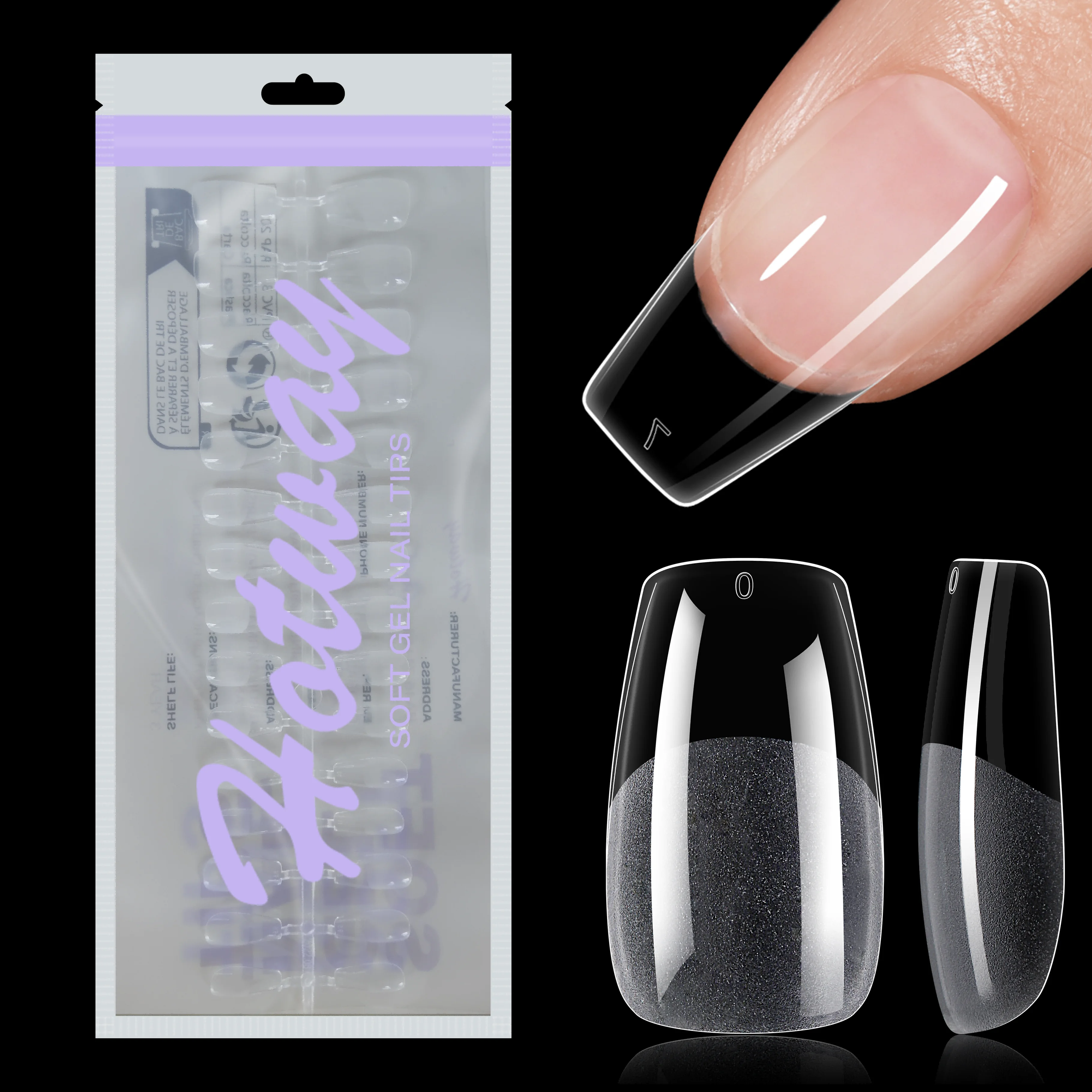 180-teiliges, leiterförmiges inneres Halbschleifen, 15 Arten transparenter Nagelspitzen, keine Dateien erforderlich, weiches Gel, vollständig deckt falsche nai Image