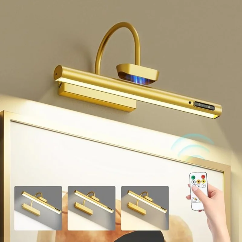 4000 mAh Led Wiederaufladbare Wand Lampe Moderne Fernbedienung 3 farbe Dimmen Gold Badezimmer Spiegel Licht Aluminium Bild Lichter
