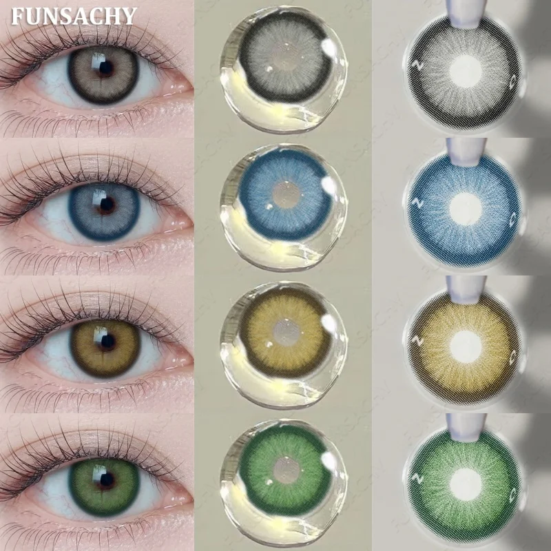 FUNSACHY 1 Paar farbige Kontaktlinsen für Schönheit, Augen, Schüler, Mode, Make-up, Schönheit, Kosmetik, weiche grüne natürliche braune Linse, jährliche Verwendung Image