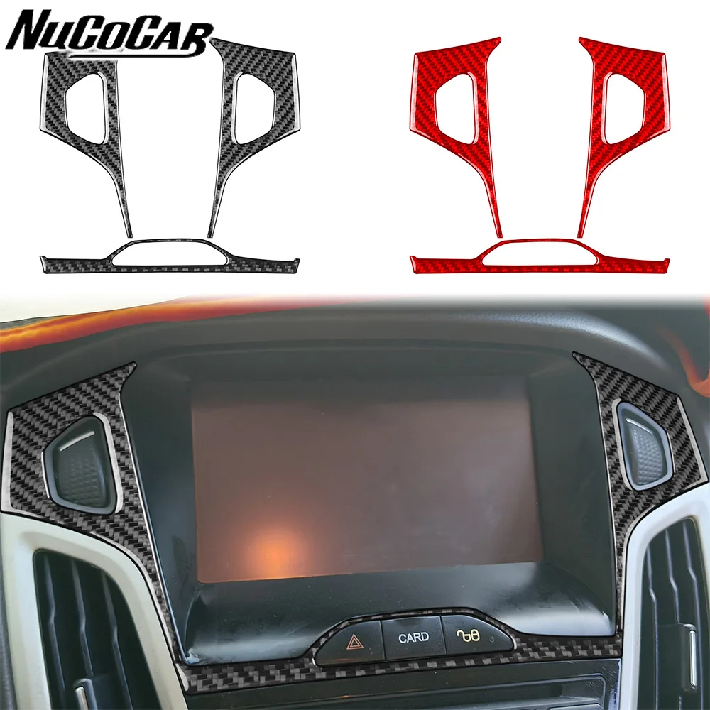 Für Ford Focus MK3 2012-2014 Carbon Fiber Center Navigation Radio Panel Trim Abdeckung Auto Zubehör Innen Dekorative Aufkleber Image
