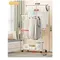 Mobile Clothes Rack Double Clothes Rack Stick Simple Clothes Stand Telescopic Room Floor Hangers