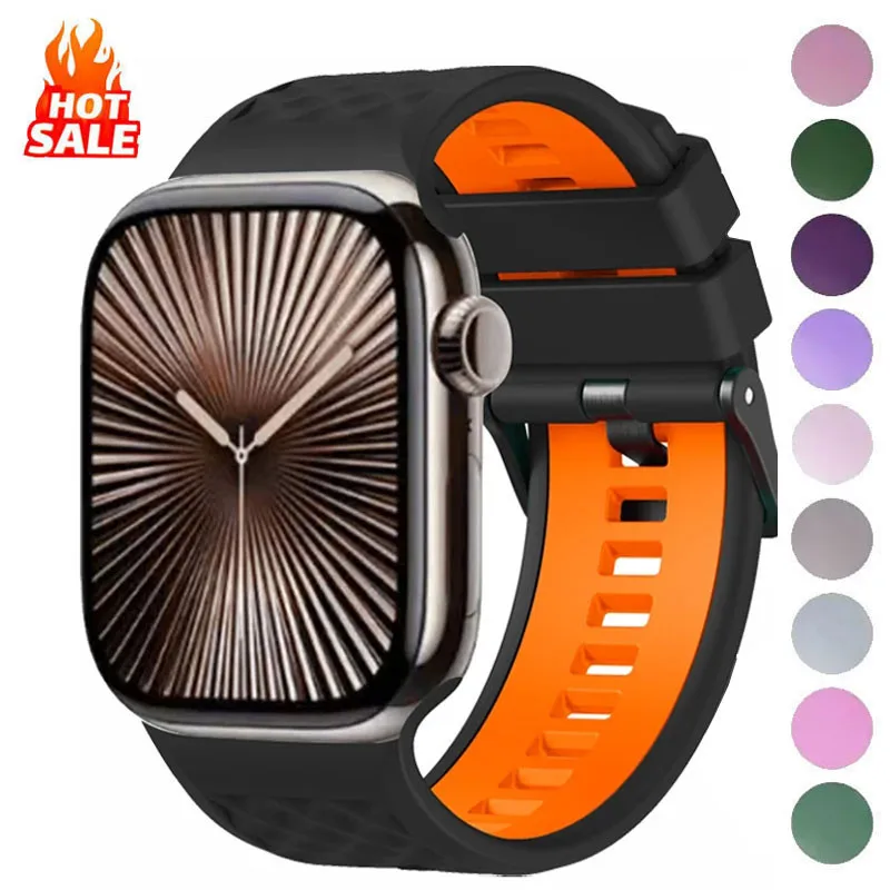 Sport-Silikon-Armband für Apple Watch S10 46 mm 45 mm 44 mm 42 mm Serie 10 9 8 7 6 5 SE für Apple Ultra 2 49 mm Image