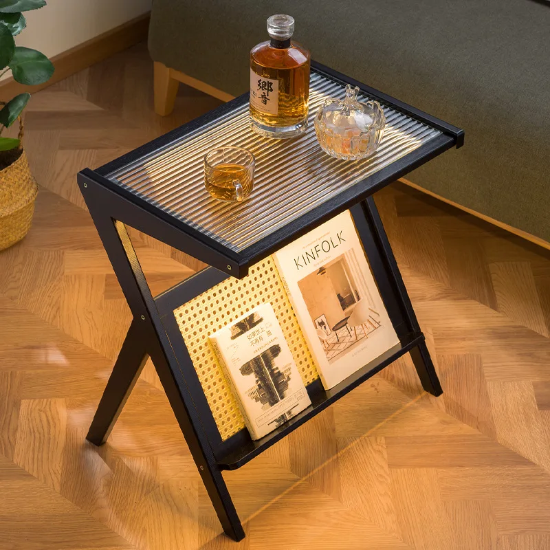 Beistelltisch, kleiner Couchtisch, Nachttisch, Sofa-Seitenschrank, Changhong-Glas, kleine Wohnung, runder Teetisch, Ecktisch