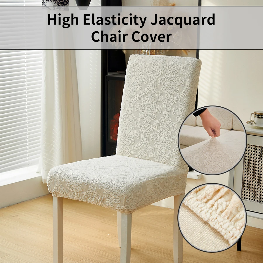 Hochelastische Stuhlhussen aus Polarfleece und Jacquard mit königlichem Muster – maschinenwaschbar, perfekt für Häuser, öffentliche Räume und Hotels Image