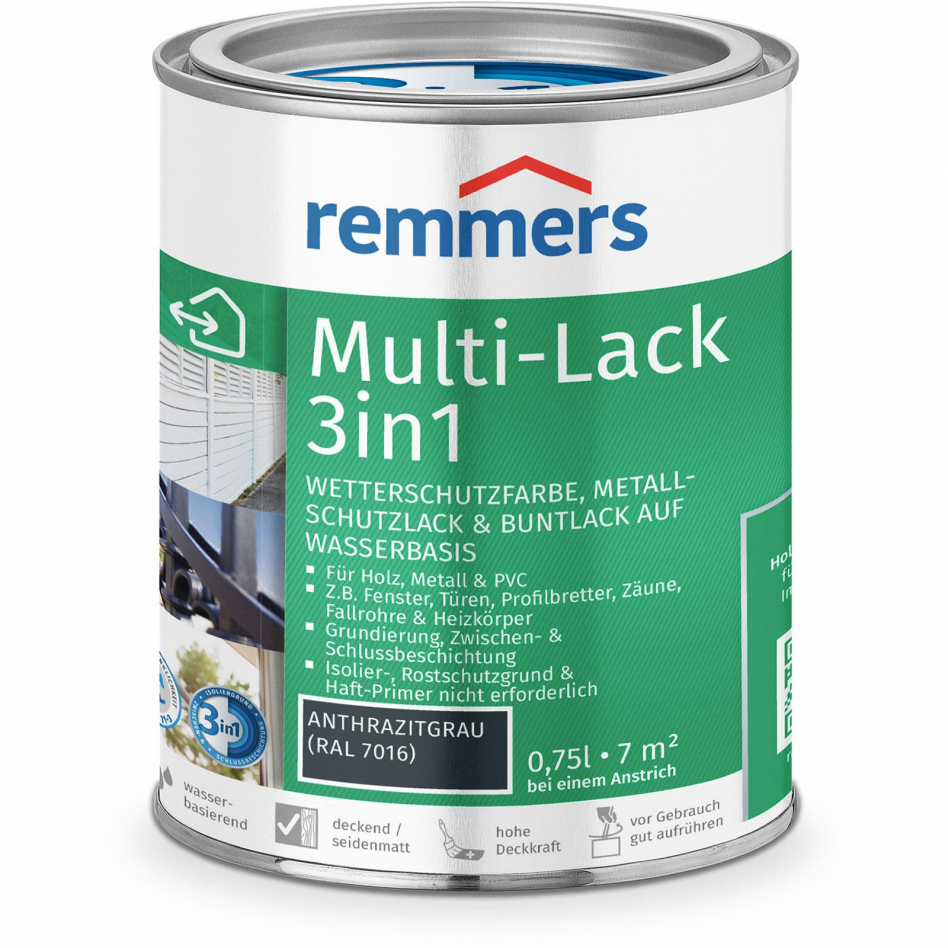 Remmers Multi-Lack 3in1 anthrazitgrau RAL 7016, 0,75 l Image